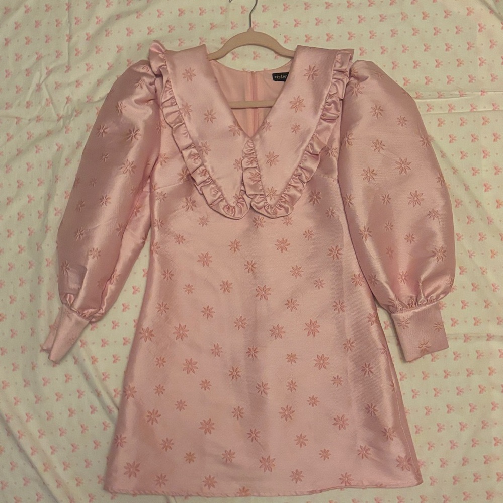 Sister Jane Pink Ruffled Dress with Floral Pattern